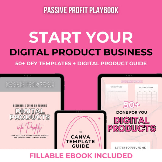 Passive Profit Resources: DFY Digital Product Guide, 50+ PLR Templates, Canva Editing Guide, Fillable Ebook Template